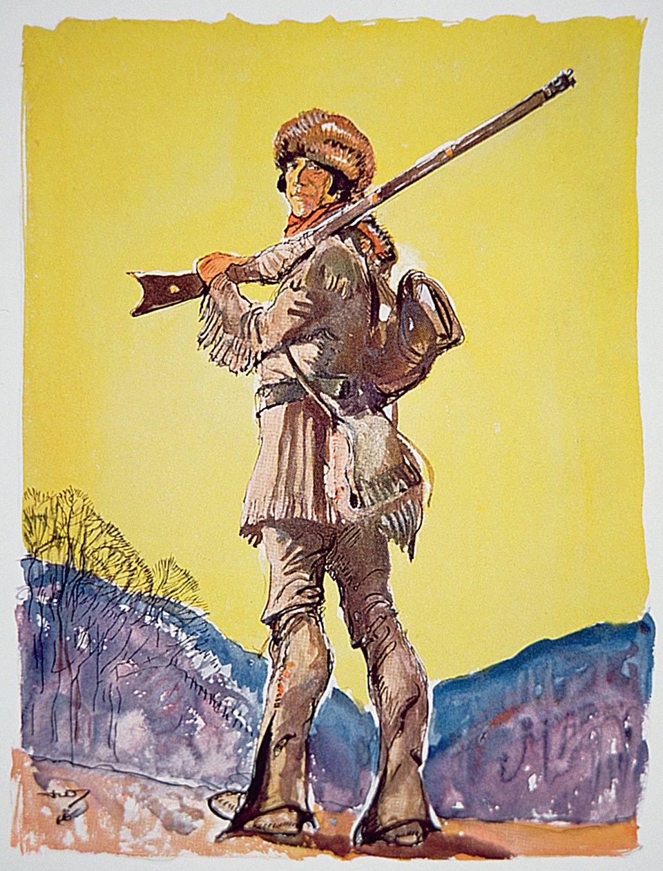 Davy Crockett (väri litho) tekijältä John William Jr. Thomason