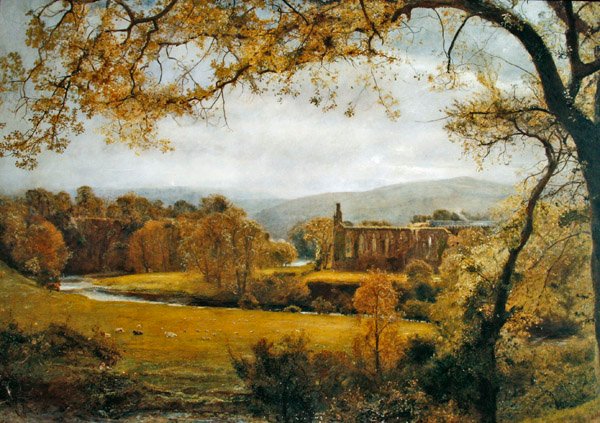 Bolton Abbey, Wharfedale (öljy kankaalle) tekijältä John William North