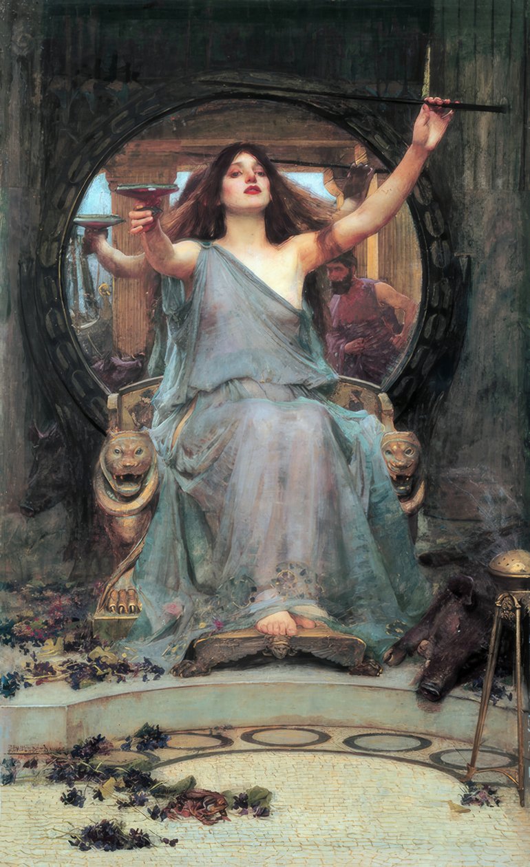 Circe tarjoaa kupin Odysseukselle tekijältä John William Waterhouse