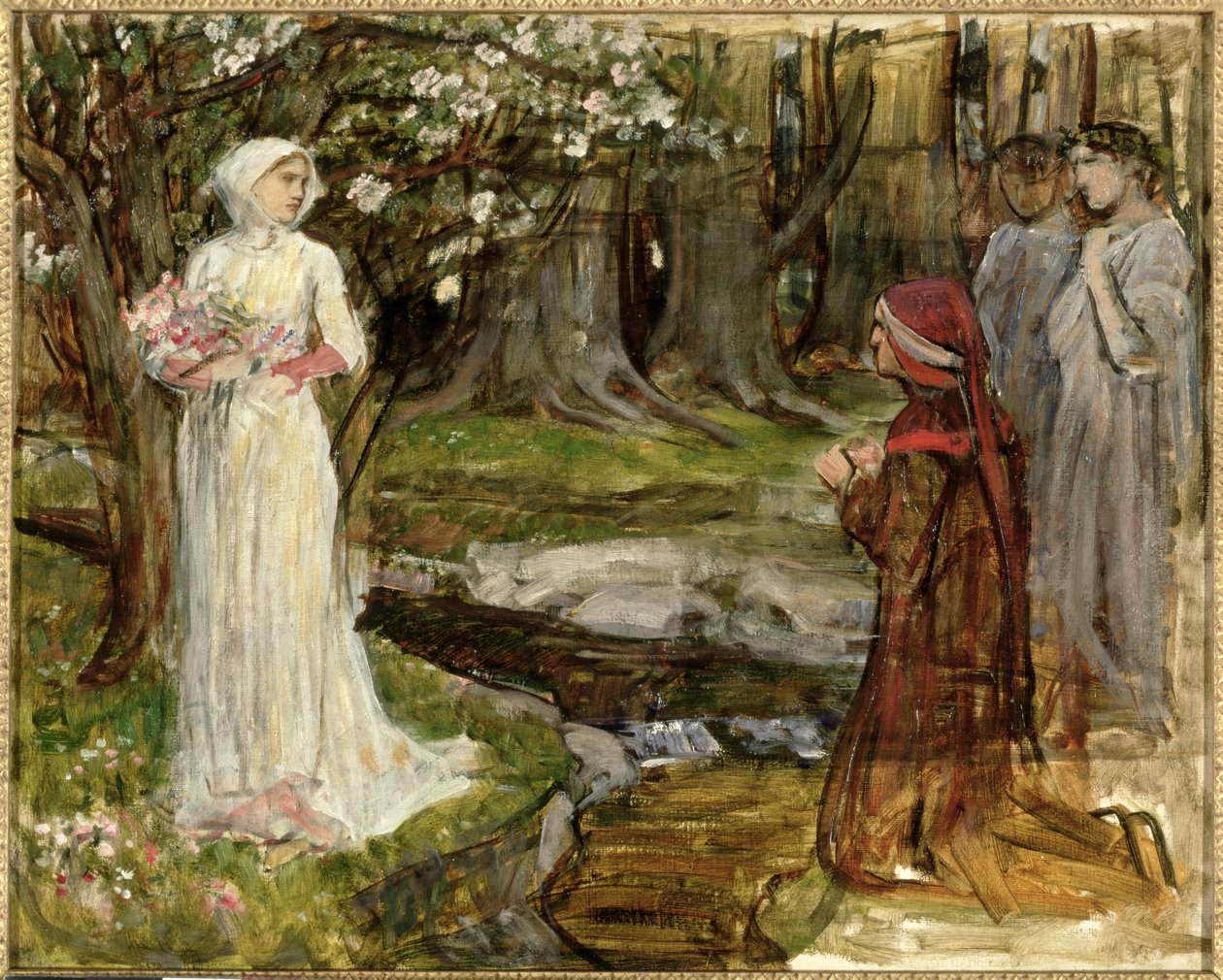 Dante ja Beatrice, n. 1916-1917 (öljy kankaalle) tekijältä John William Waterhouse
