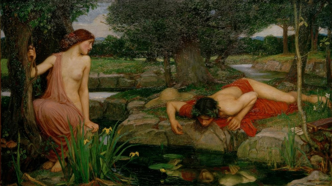 Kaiku ja Narkissos tekijältä John William Waterhouse