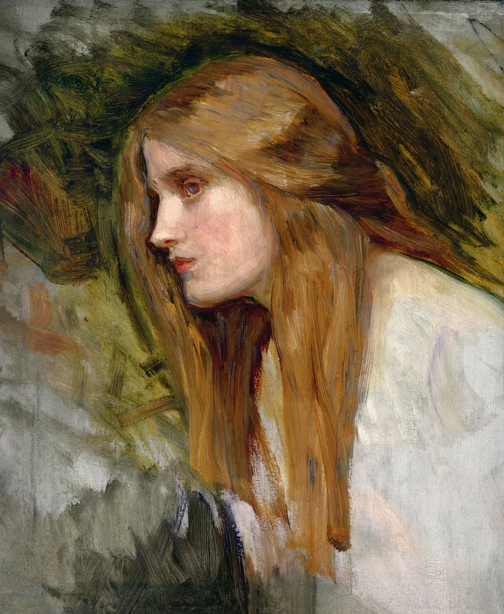 Tytön pää, n. 1896 tekijältä John William Waterhouse