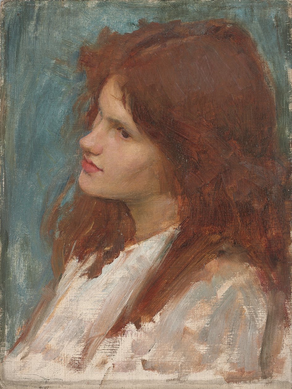 Tytön pää, c. 1892-1900 tekijältä John William Waterhouse