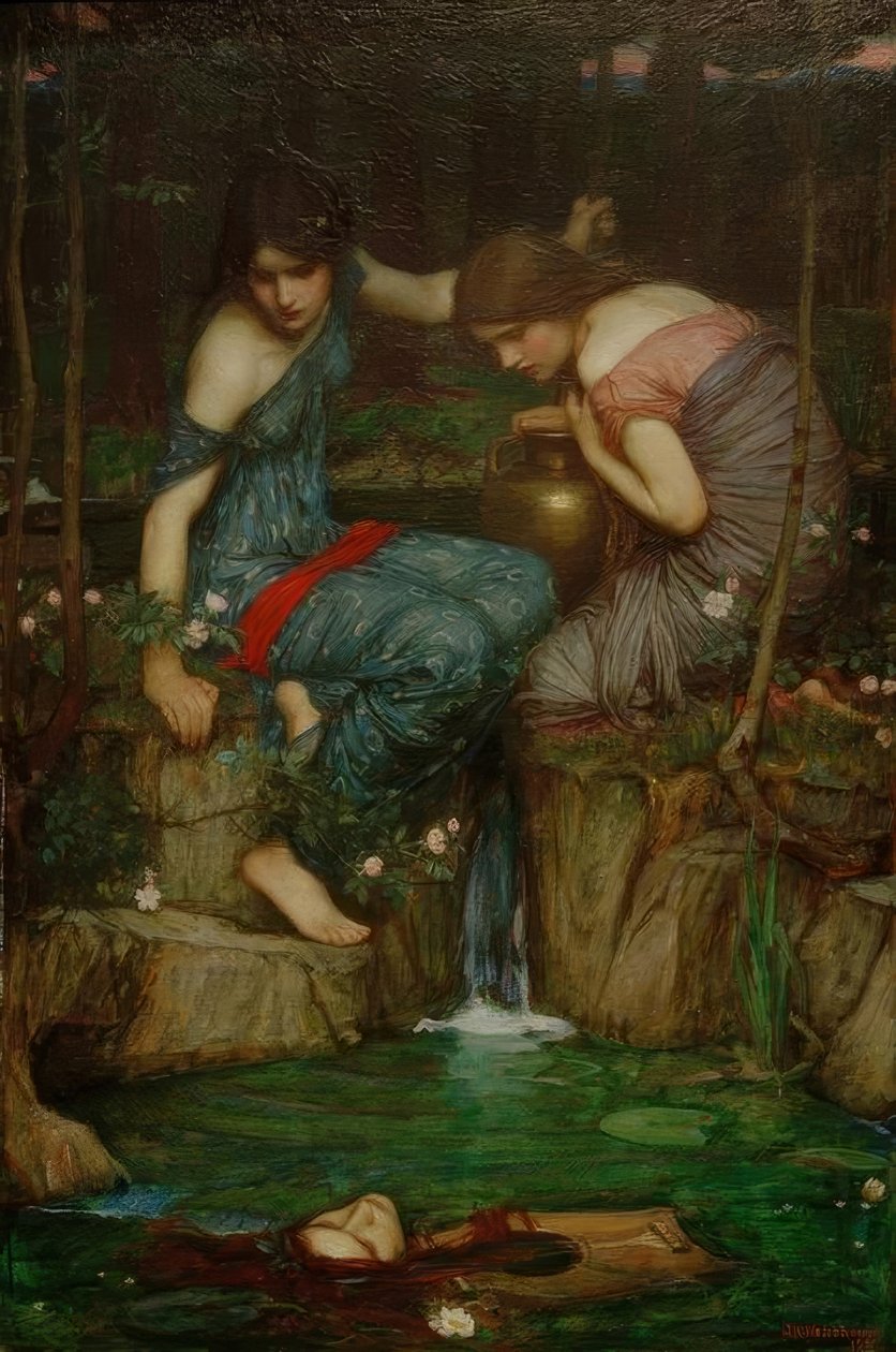 Nymfit löytävät Orfeuksen pään tekijältä John William Waterhouse
