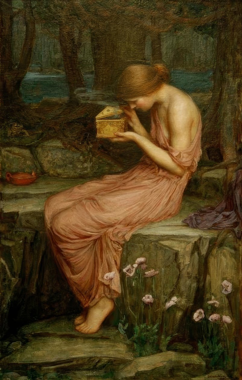 Psyke avaa kultaisen laatikon tekijältä John William Waterhouse