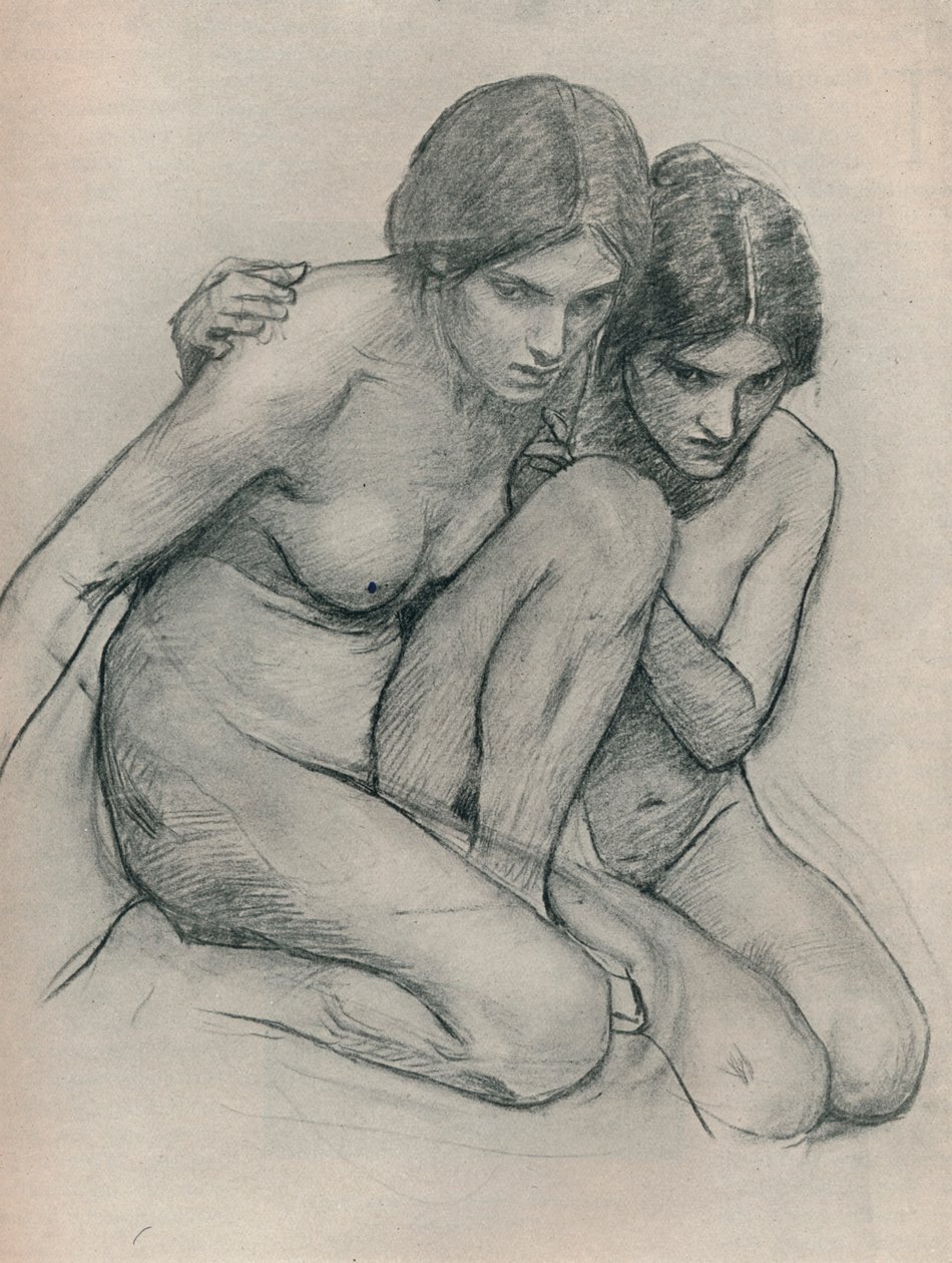 Tutkimus nymfeille, jotka löytävät Orpheuksen pään, c1899 tekijältä John William Waterhouse