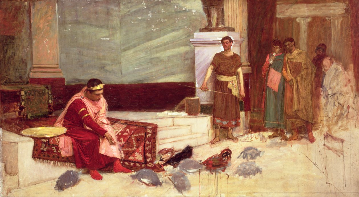 Keisari Honoriusin suosikit (384-423 jKr) (öljy kankaalle) tekijältä John William Waterhouse