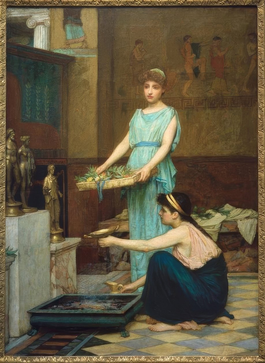 Kotitalouksien jumalat tekijältä John William Waterhouse