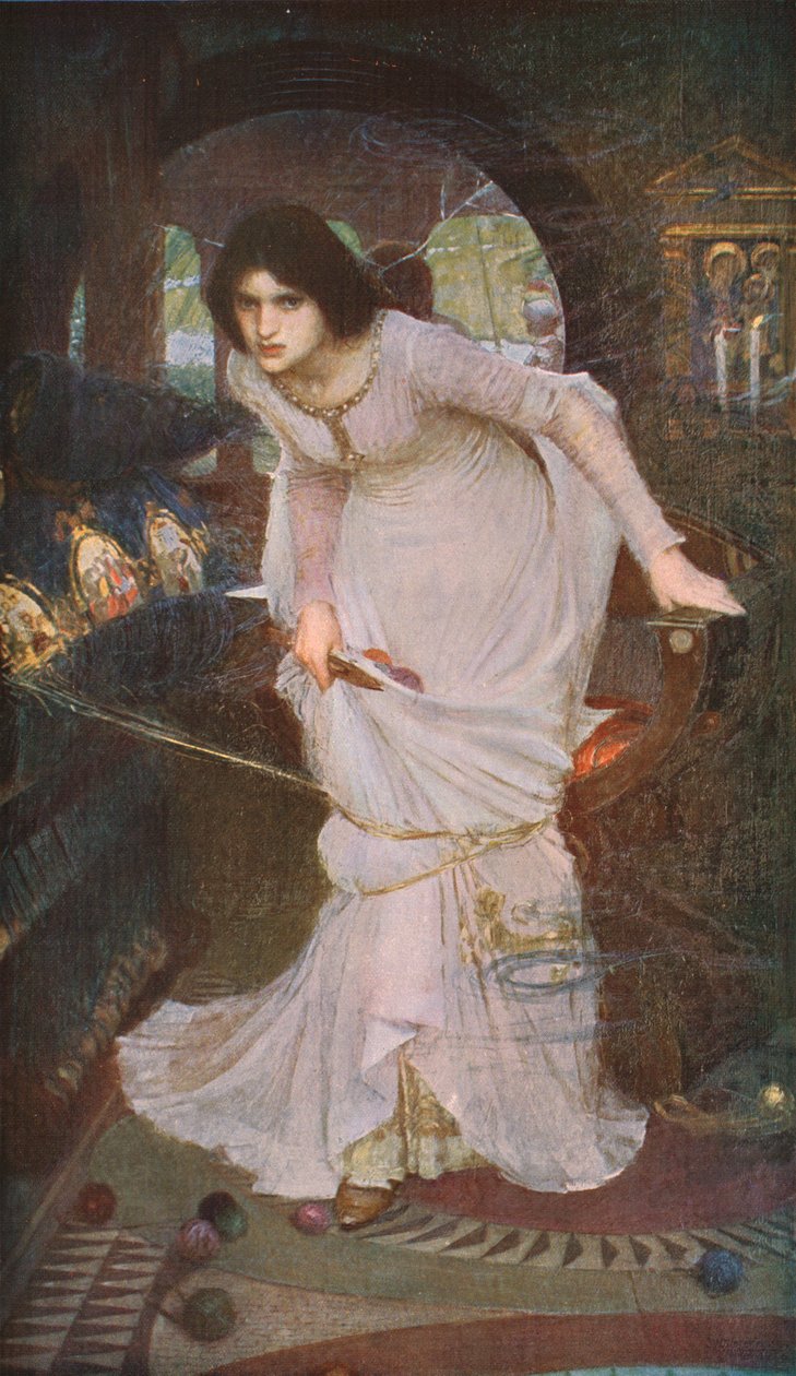 The Lady of Shalott katsomassa Lancelotia, 1894, n. 1930. tekijältä John William Waterhouse