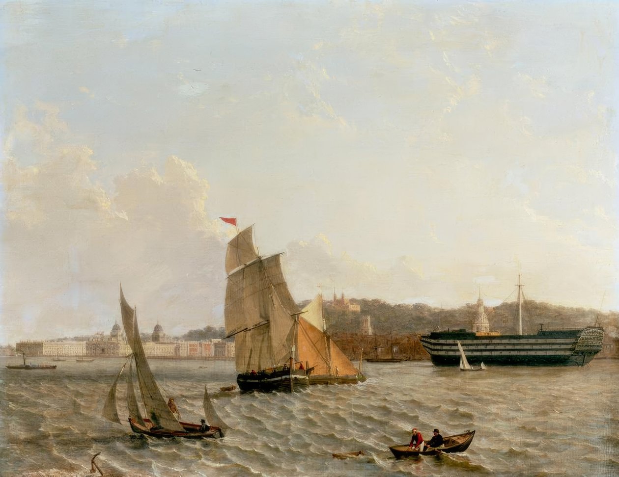 Näkymä Thamesin yli Greenwichiin ja Greenwichin sairaalaan, tekijältä John Wilson Carmichael