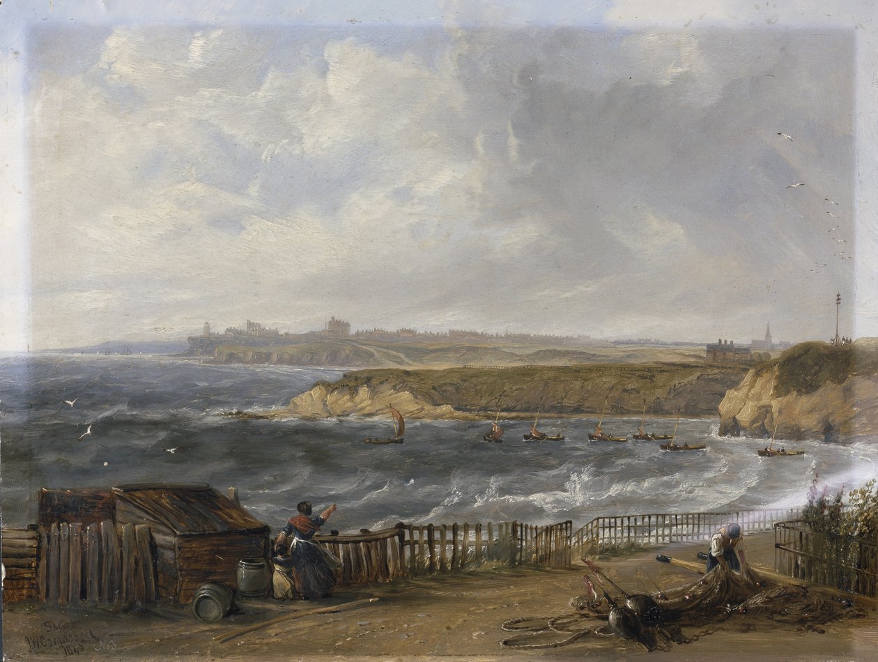 Cullercoats katsoo kohti Tynemouthia - tulvavesi tekijältä John Wilson Carmichael