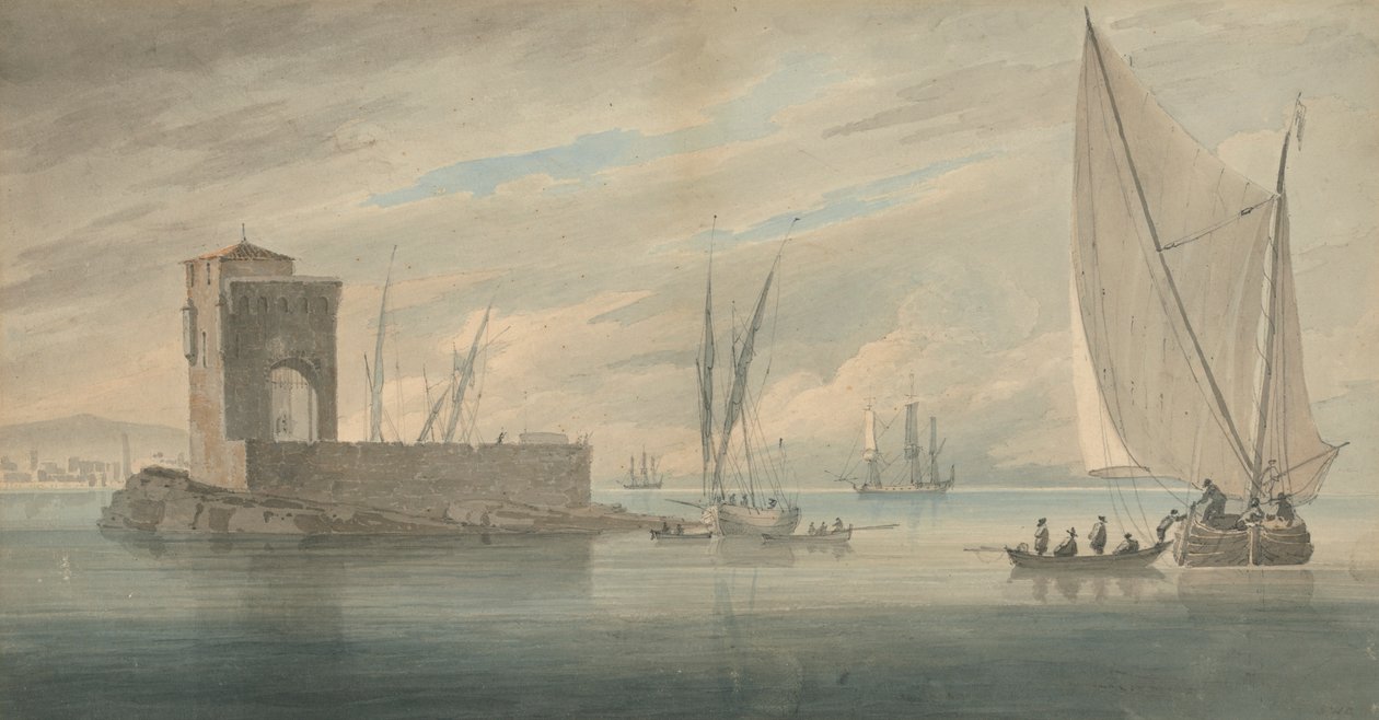 Italian rannikkokohtaus Island Shippingin kanssa tekijältä John Wilson Carmichael
