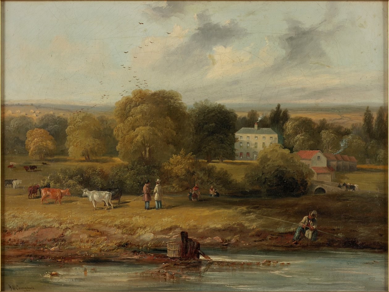 Maisema maalaistalon kanssa, 1838 tekijältä John Wilson Carmichael