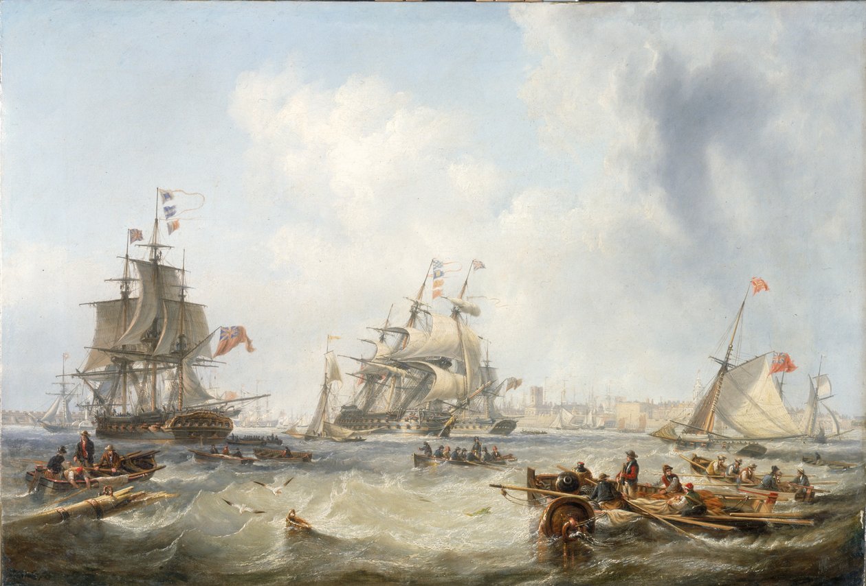 Sotamiehet Portsmouthin satamassa tekijältä John Wilson Carmichael