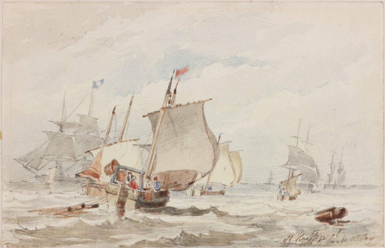 Off Hartlepool (kynä ja akvarelli paperille) tekijältä John Wilson Carmichael