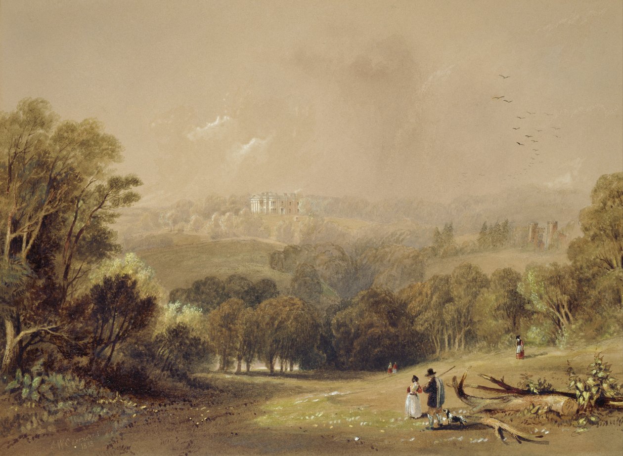 Roundhay Park, Leeds (akvarelli paperille) tekijältä John Wilson Carmichael