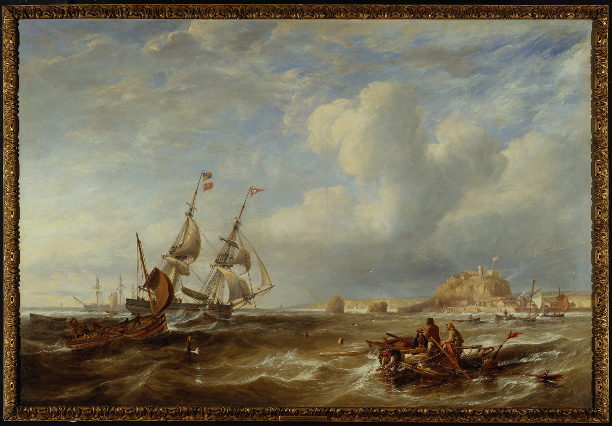 78 tonnin Brigantine "The Advocate" St. Helierin edustalla, Jerseyssä, 1749 tekijältä John Wilson Carmichael