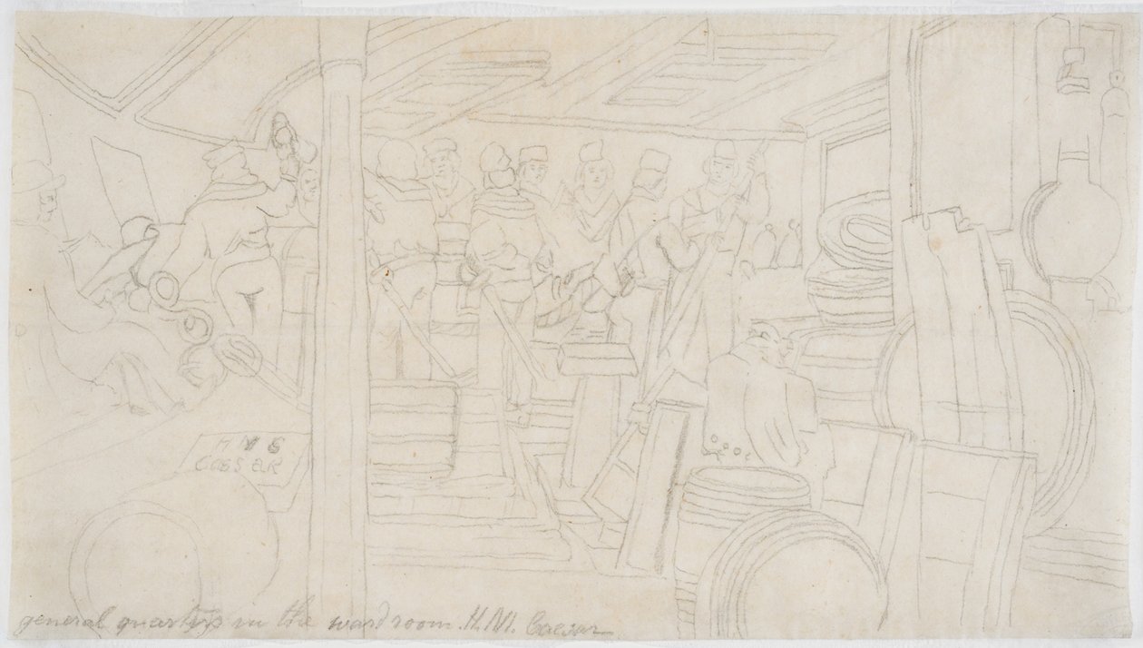 Wardroom H.M.S. Caesar (kynä paperille (jäljitys)) tekijältä John Wilson Carmichael