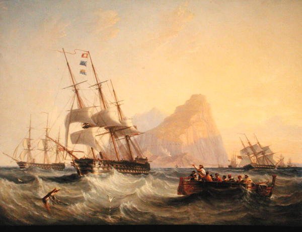Sota-alukset purjeiden alla Gibraltarilla tekijältä John Wilson Carmichael