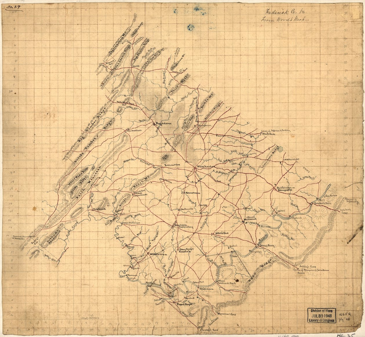 Frederick Co. Va., Woodin kartalta. LOC 2002627443 tekijältä John Wood