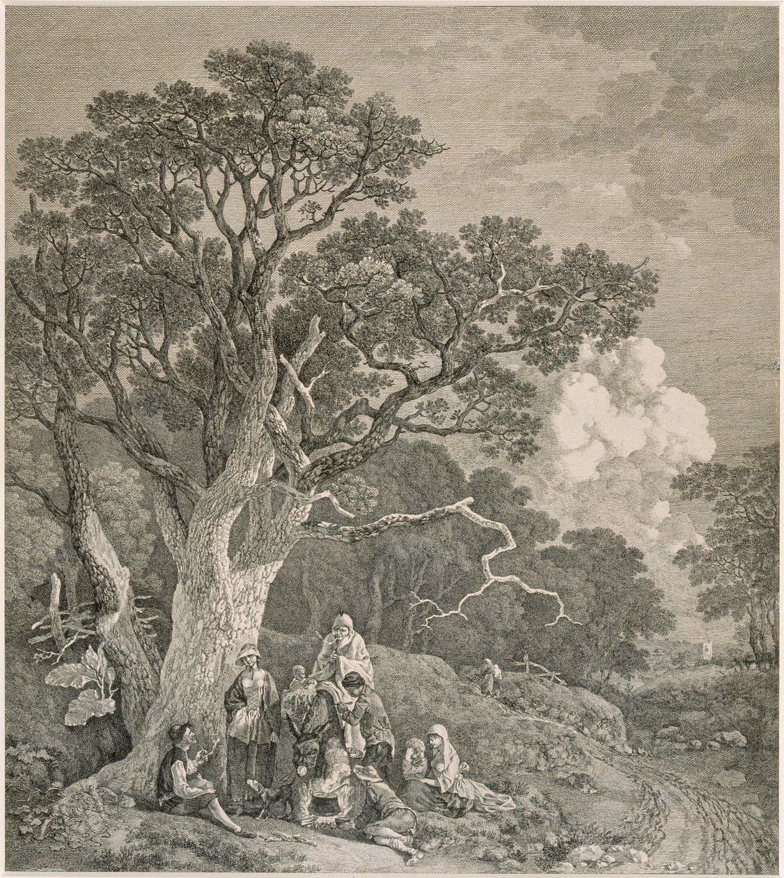 Mustalaisia metsässä, Thomas Gainsboroughin mukaan, 1740-1780. tekijältä John Wood