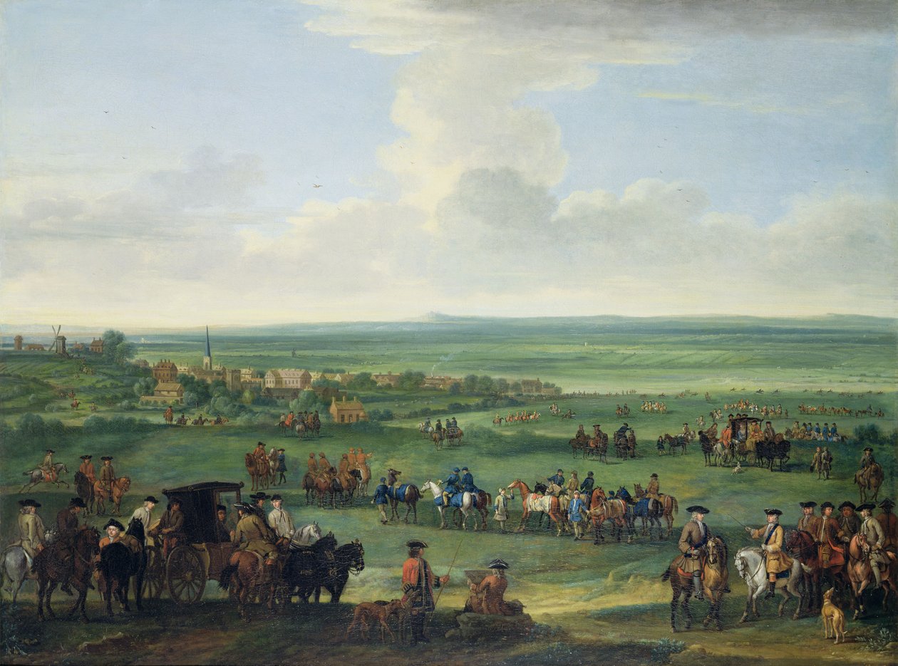 George I (1660-1727) Newmarketissa, 4. tai 5. lokakuuta 1717, n. 1717 (öljy kankaalle) tekijältä John Wootton