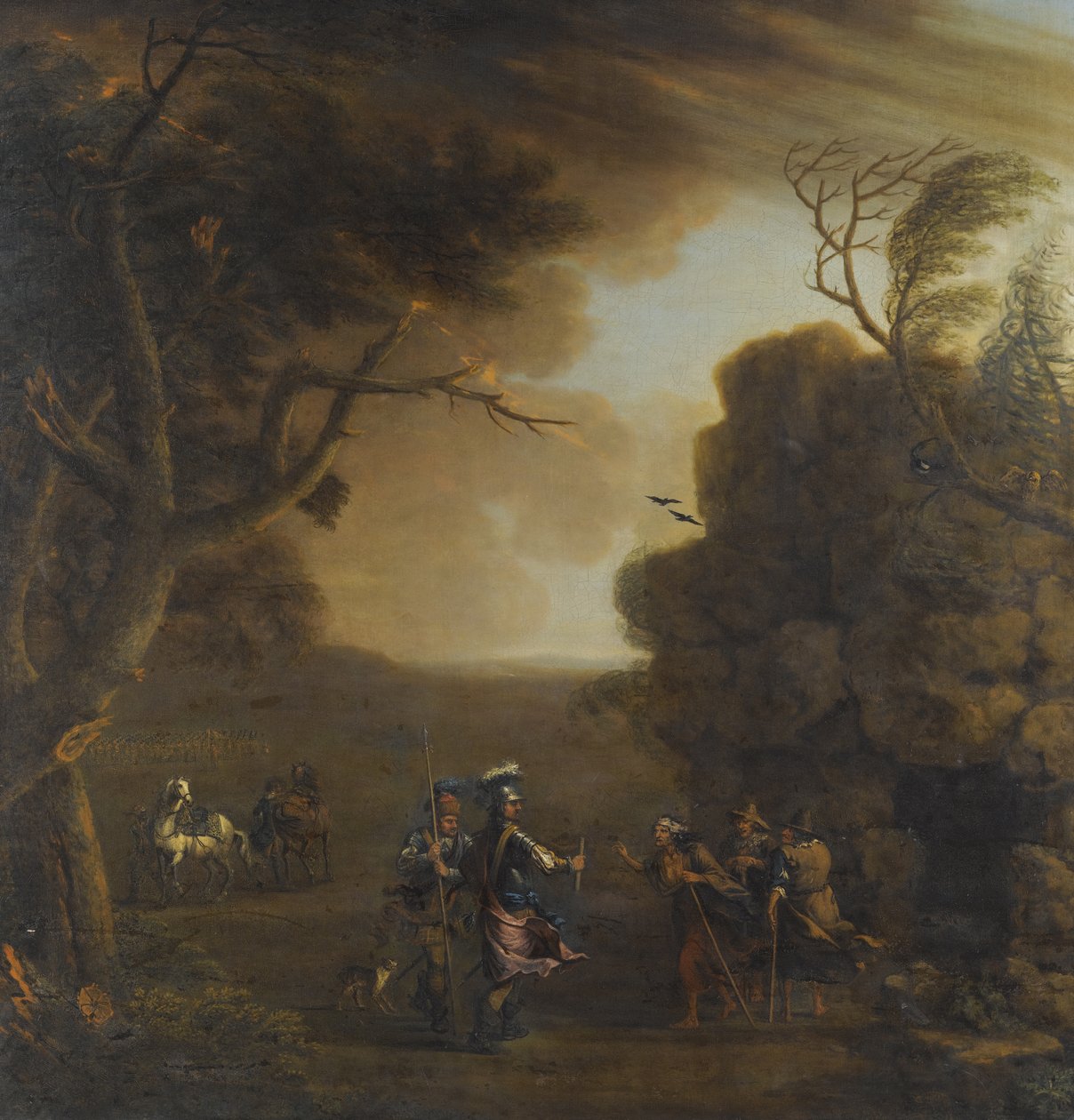 Macbeth ja Banquo tapaavat kolme noitaa, 1759 tekijältä John Wootton