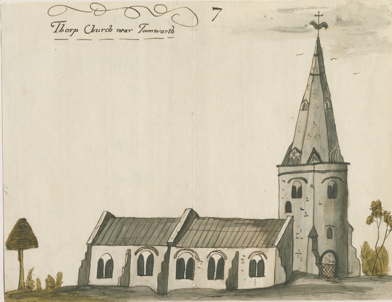 Thorpe Constantine Church: akvarellimaalaus, ndc 1784] tekijältä John Wright