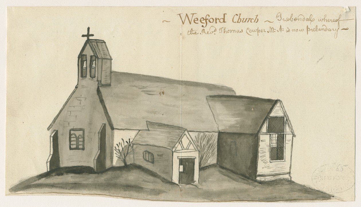 Weeford Church: seepiapesupiirros, nd [1784] (piirustus) tekijältä John Wright