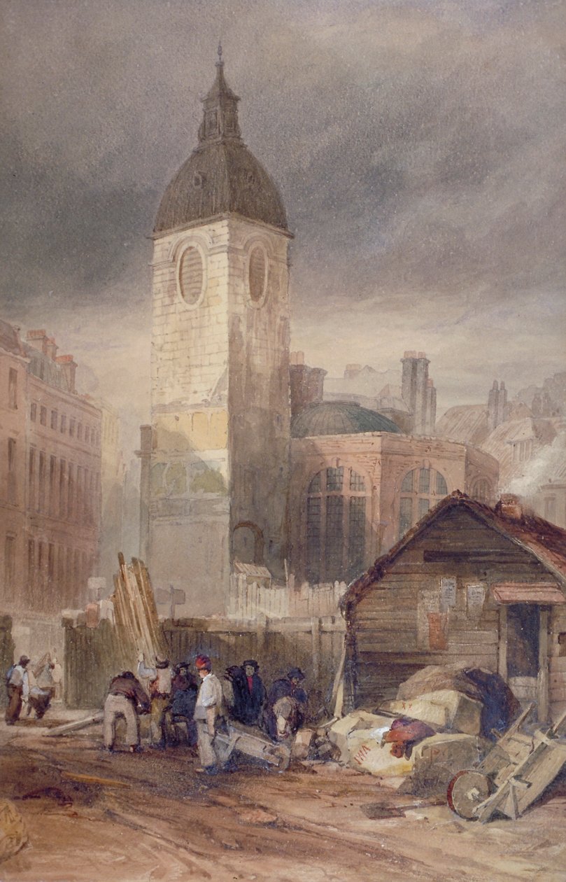 St Benet Finkin kirkon purku Lontoon Cityssä 1844 tekijältä John Wykeham Archer