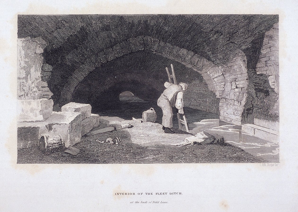 Fleet River, Lontoo, 1851 tekijältä John Wykeham Archer