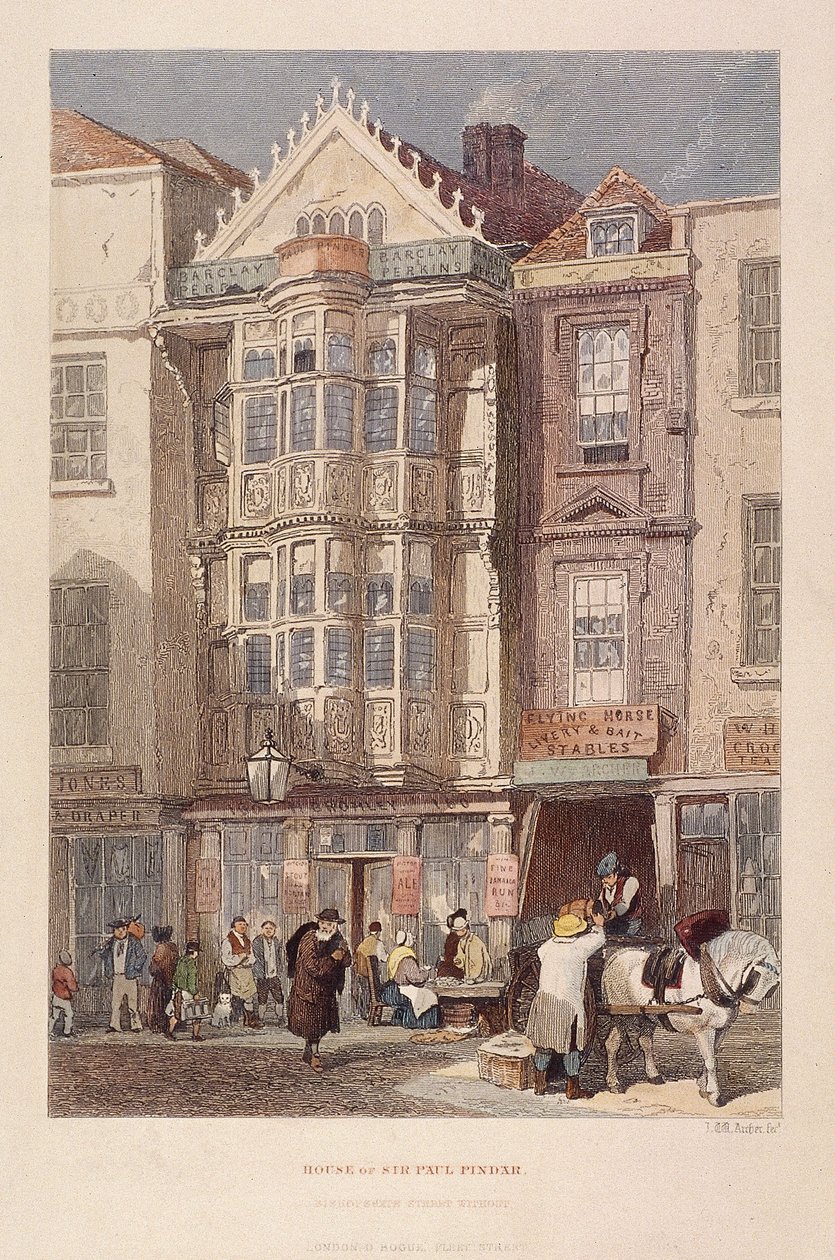 Paul Pindar Tavern, Bishopsgate, Lontoo, 1851 tekijältä John Wykeham Archer