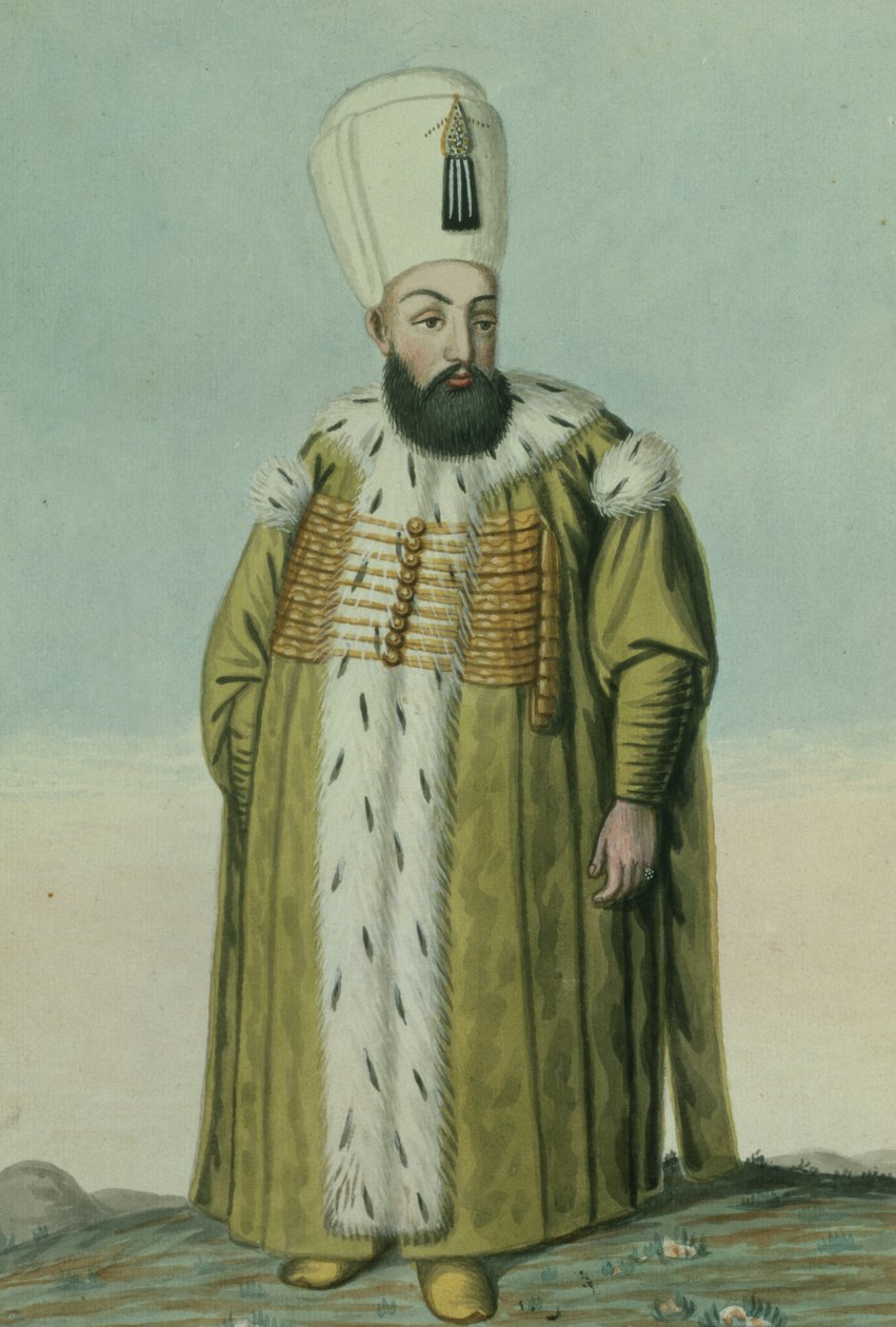 Amurath (Murad) III (1546–95) sulttaani 1574–95, teoksesta ”Sarja Turkin keisarien muotokuvia” tekijältä John Young
