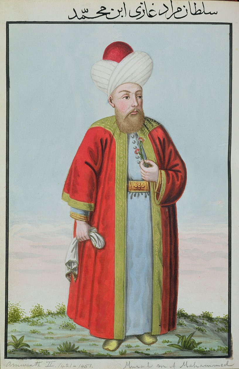 Amurath (Murad) II (1404–1451) Sulttaani 1421–1451, teoksesta ”Sarja Turkin keisarien muotokuvia” tekijältä John Young