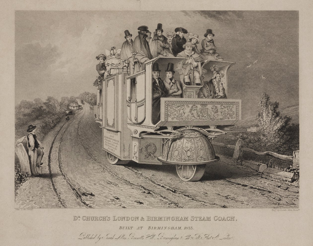 Dr. Churchs London & Birmingham Steam Coach, 1833 tekijältä John after Cooke