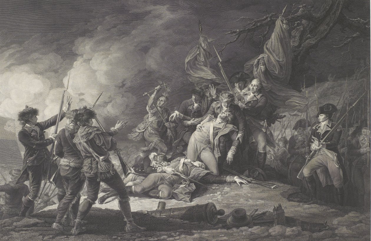Kenraali Montgomeryn kuolema, Quebecin hyökkäyksessä, joulukuu 1775, 1798 tekijältä John after Trumbull