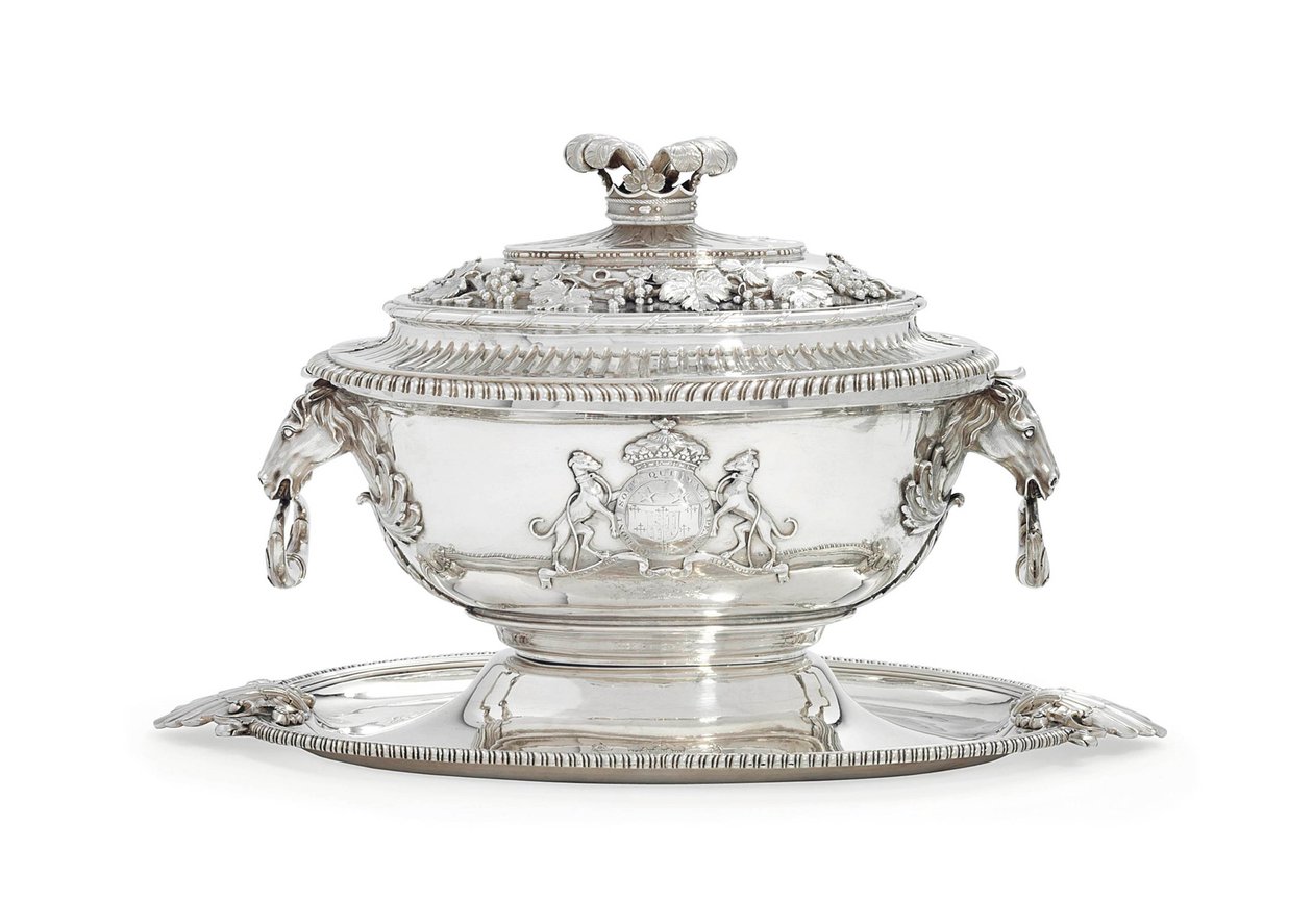 George III -keittotorni, kansi, teline ja vuoraus tekijältä John and Wakelin Edward (c.1716–84) Parker