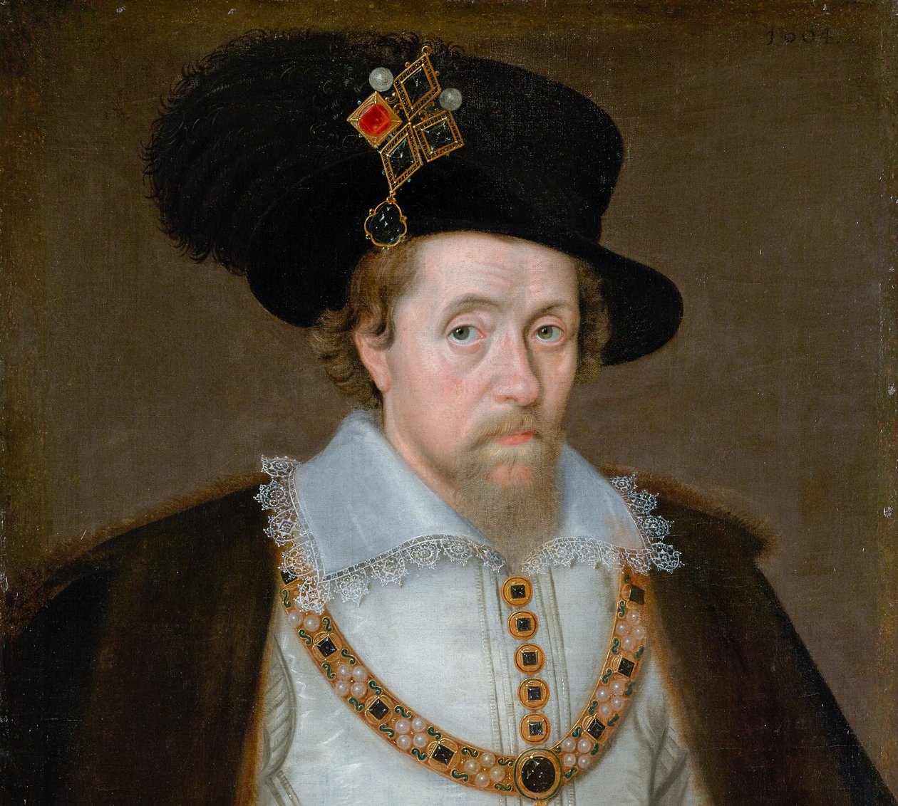 Jaakko VI ja I, 1566 - 1625, Skotlannin kuningas 1567 - 1625, Englannin ja Irlannin kuningas 1603 - 1625. tekijältä John de Critz