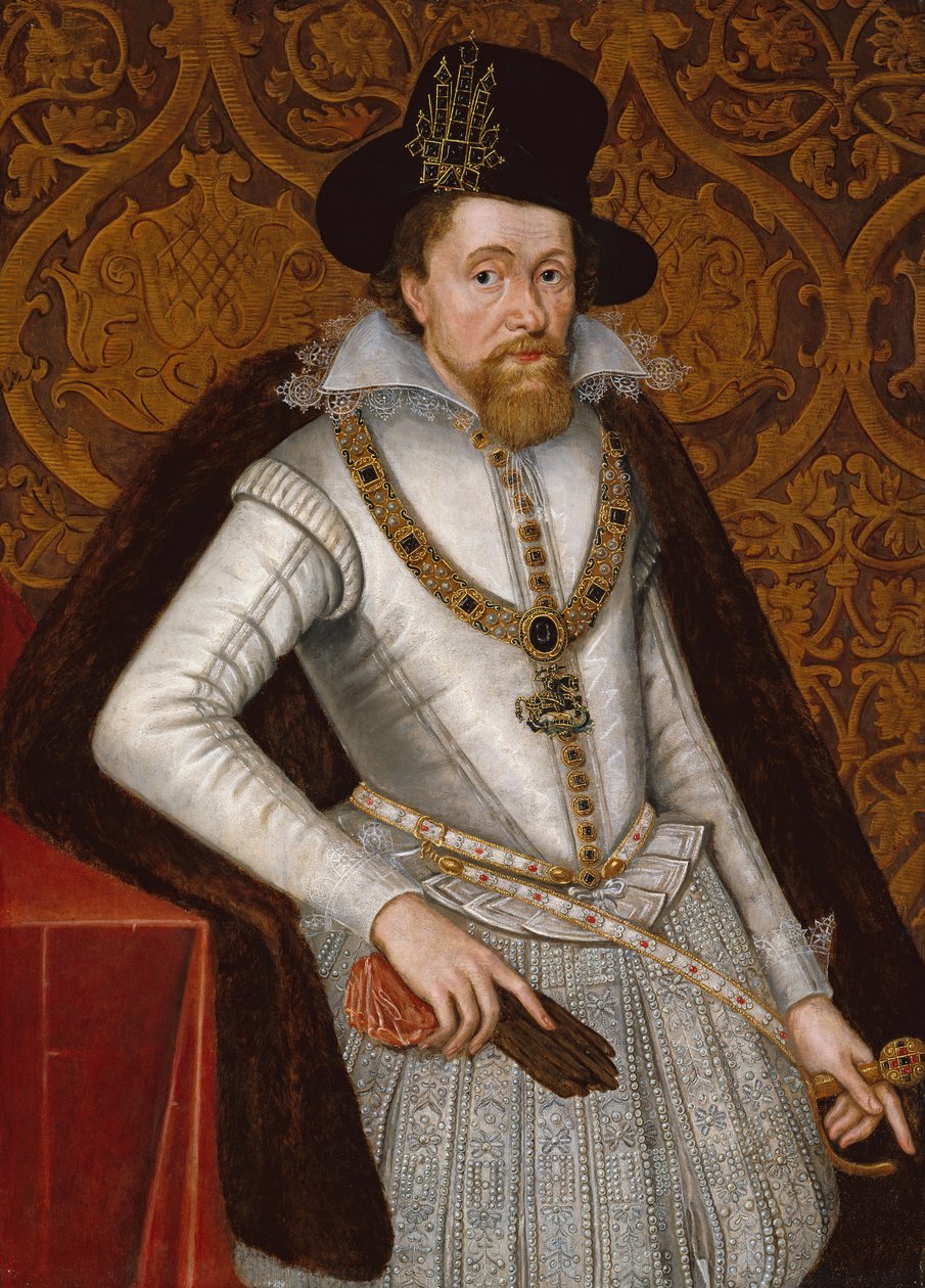 Kuningas James VI ja minä, n. 1605 (öljy paneelissa) tekijältä John de the Elder Critz