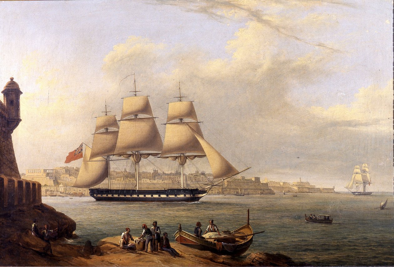 Giovanni Schranzin 1800-luvun lähtö Grand Harborista (63 x 43 cm) tekijältä John or Giovanni Schranz