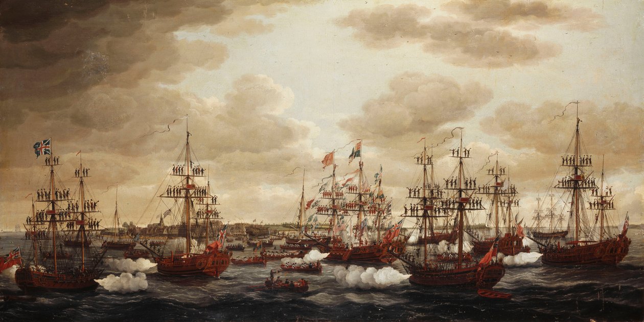 Prinsessa Charlotten maihinnousu Harwichissa 1761, 1762 tekijältä John the Elder Cleveley