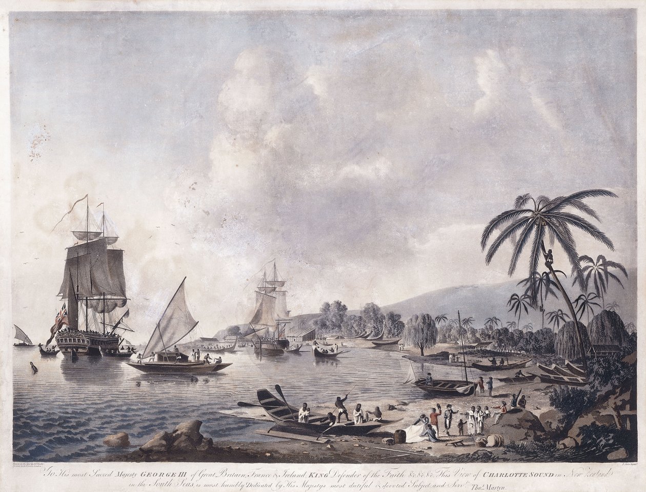 Näkymä Matavain lahdelle, Tahiti, 1787 tekijältä John the Younger Cleveley
