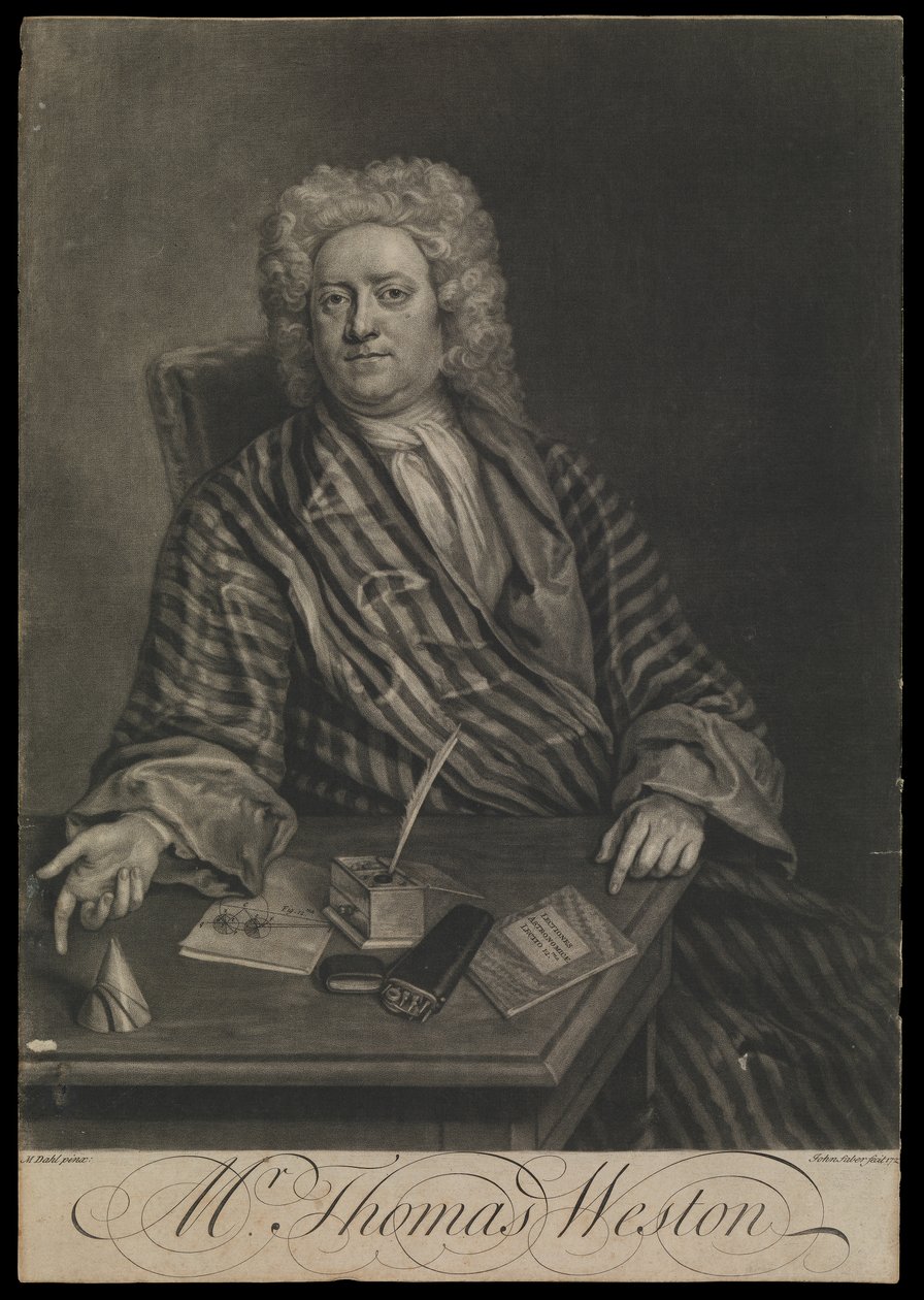 Thomas Weston, n.1725 (kaiverrus, mezzotint). tekijältä John the younger Faber