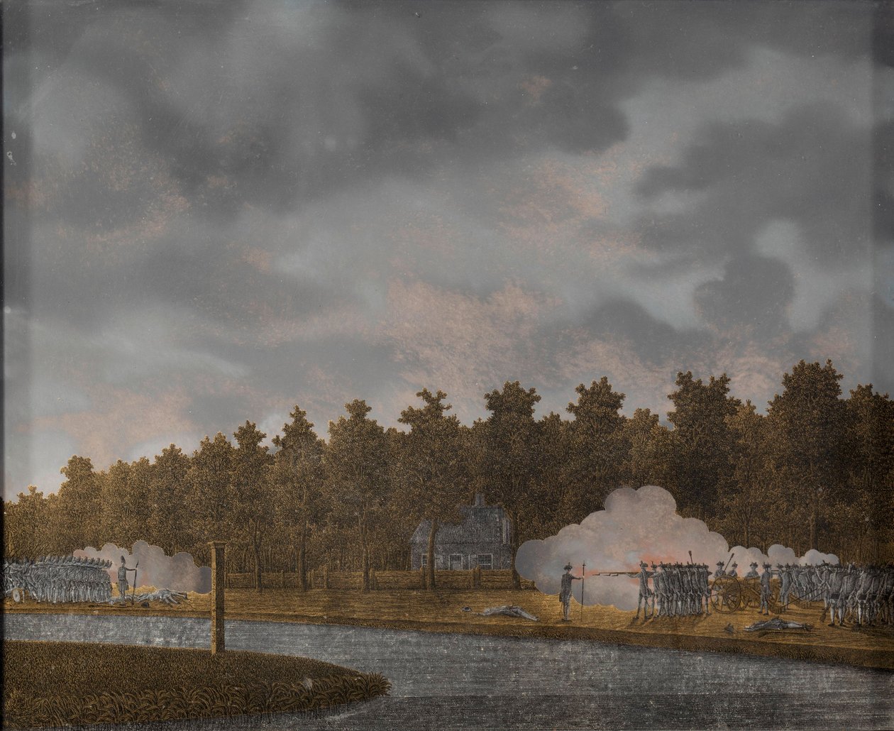 Tulivaihto Vaartse Rijnillä lähellä Jutphaasia, 1787-88 (lasi) tekijältä Jonas Zeuner