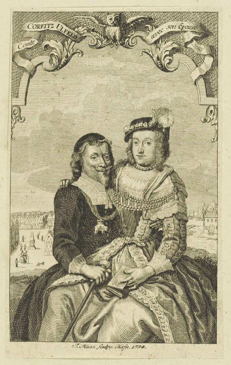 Kaksoismuotokuva Corfitz Ulfeldtistä ja hänen vaimostaan Leonora Christinasta, 1754. tekijältä Jonas Haas