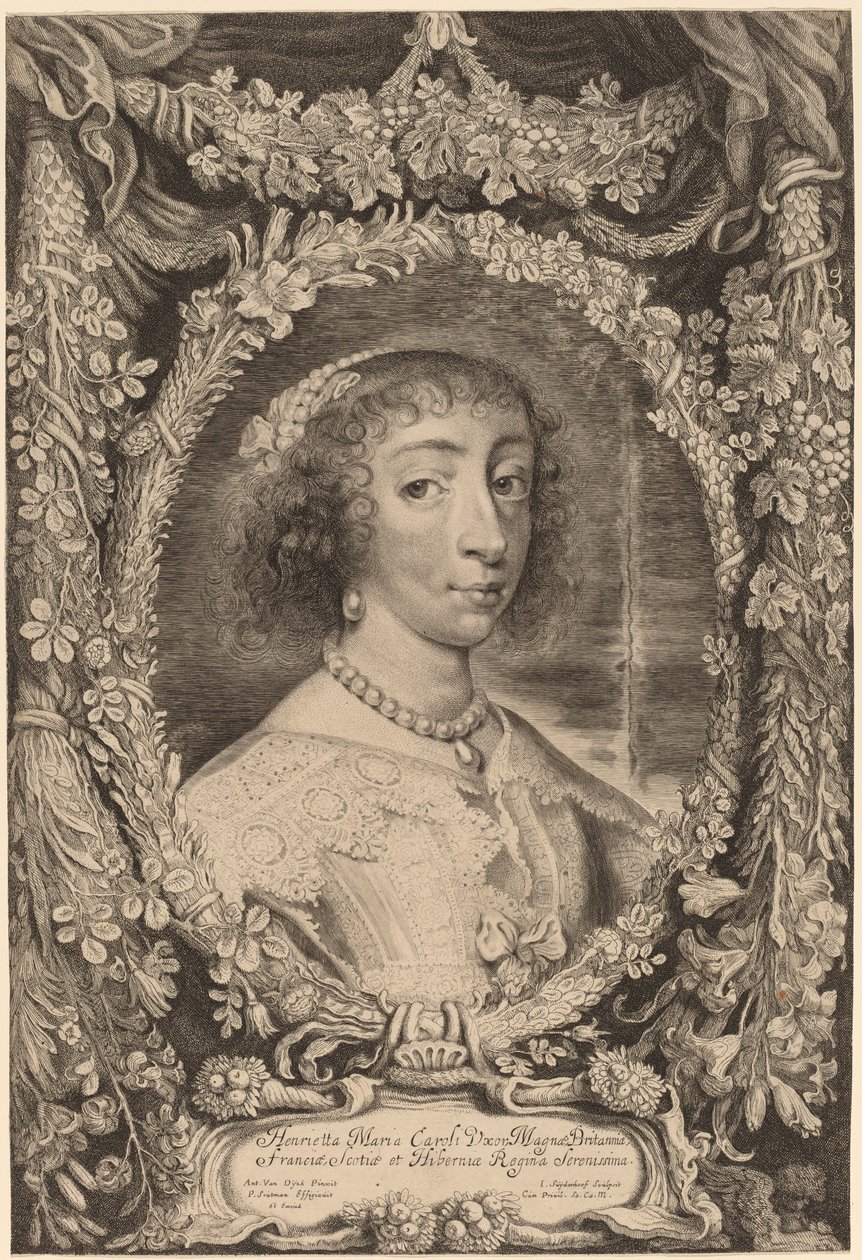 Henrietta Maria, Englannin kuningatar tekijältä Jonas Suyderhoff after Sir Anthony van Dyck