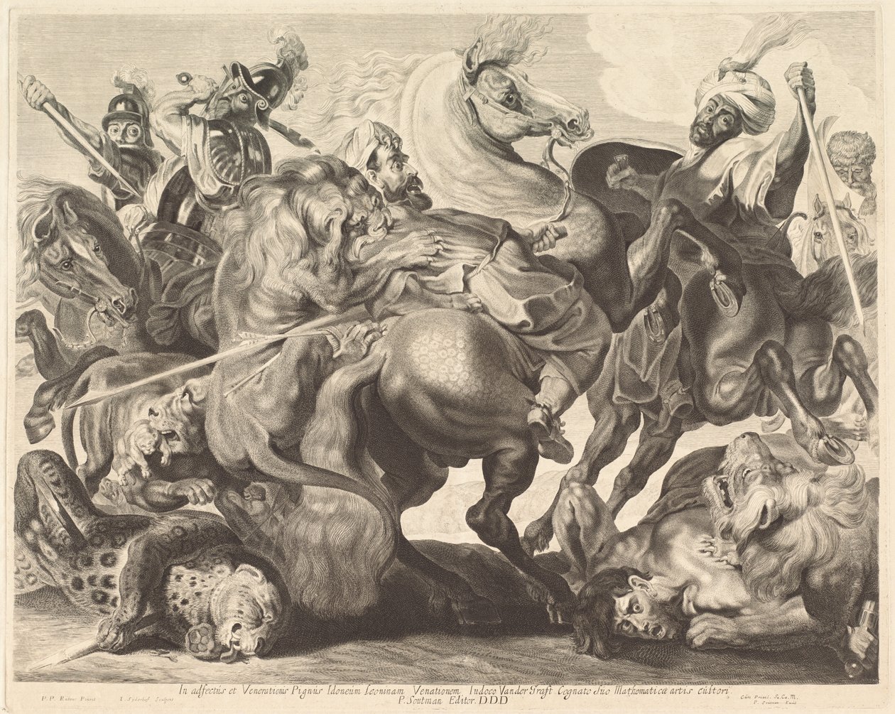 Leijonan metsästys tekijältä Jonas Suyderhoff after Sir Peter Paul Rubens