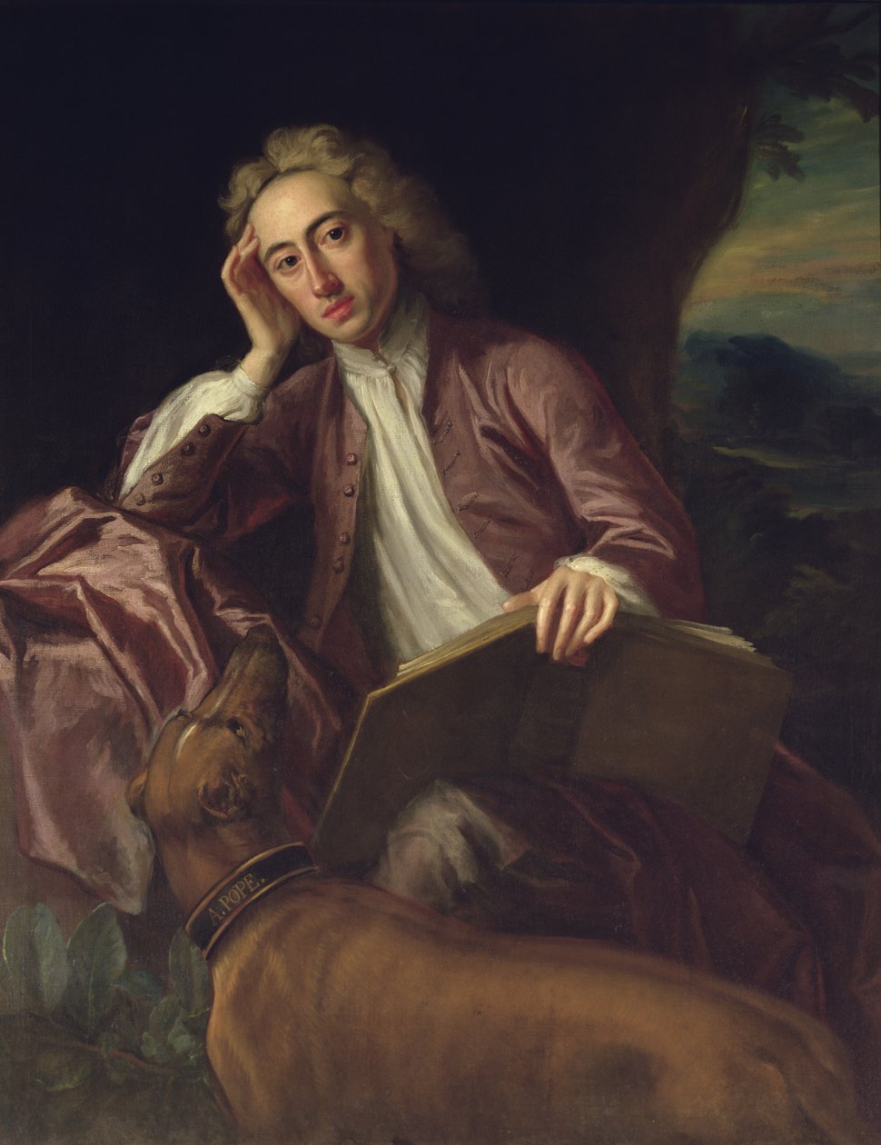 Alexander Pope ja hänen koiransa, Bounce, n. 1718 tekijältä Jonathan Richardson