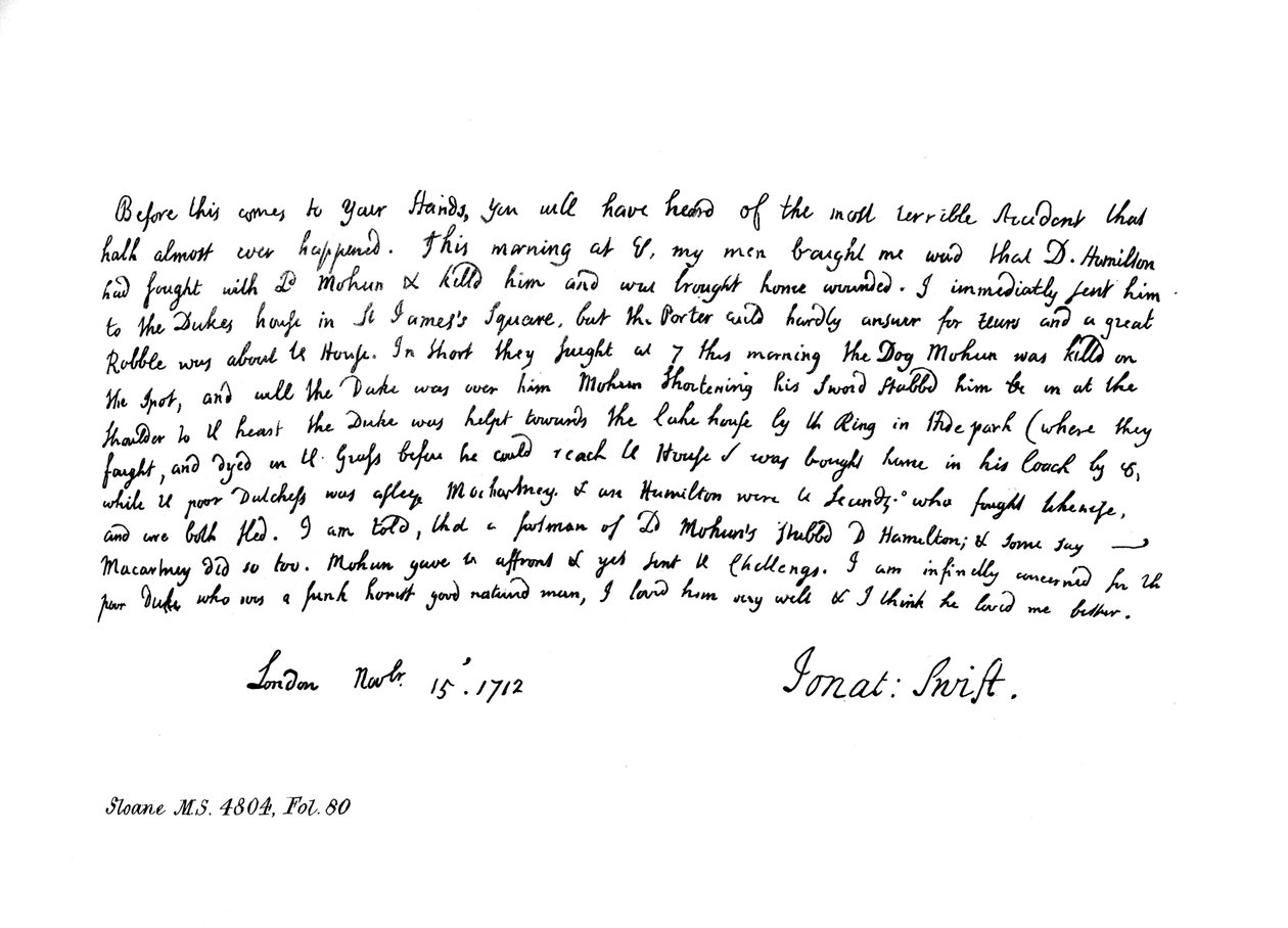 Ote Dean Swiftsin päiväkirjasta, osoitettu rouva Dingleylle, 1712, 1840 tekijältä Jonathan Swift