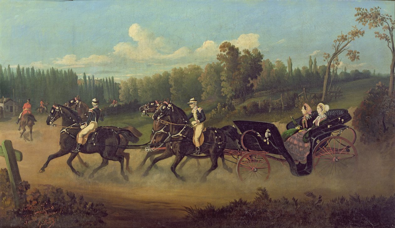 Keisarinna Eugenie (1826-1920) ja kuningatar Victoria (1819-1901) Compiegnen puistossa tekijältä Jonny Audy
